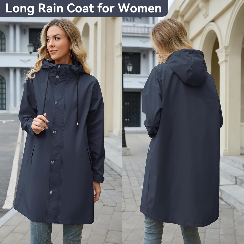 Packable Waterproof Rain Jacket Women with Hood Raincoat Windbreaker Long Hooded Trench Coats S-2XL Available - Image 4
