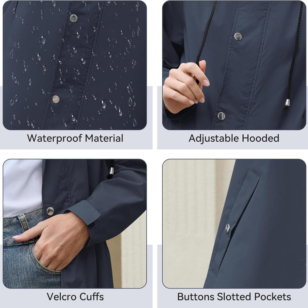 Packable Waterproof Rain Jacket Women with Hood Raincoat Windbreaker Long Hooded Trench Coats S-2XL Available - Image 5