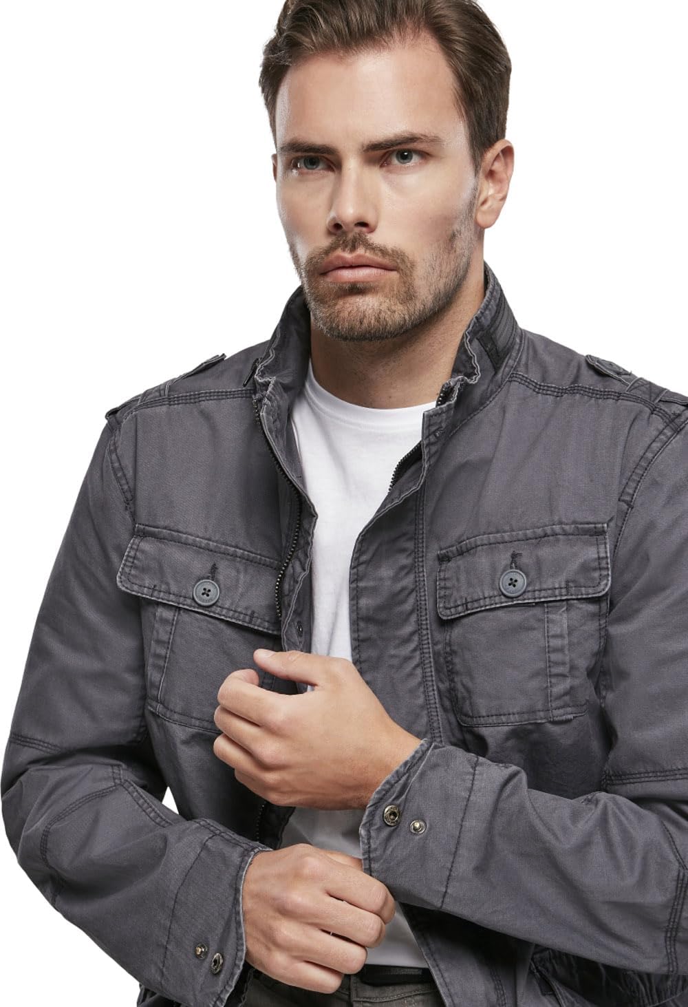 Individual Wear Men's Stylish Weatherproof Active Everyday Outdoor Field Jacket with Stand-up Collar & Concealed Hood - Image 5